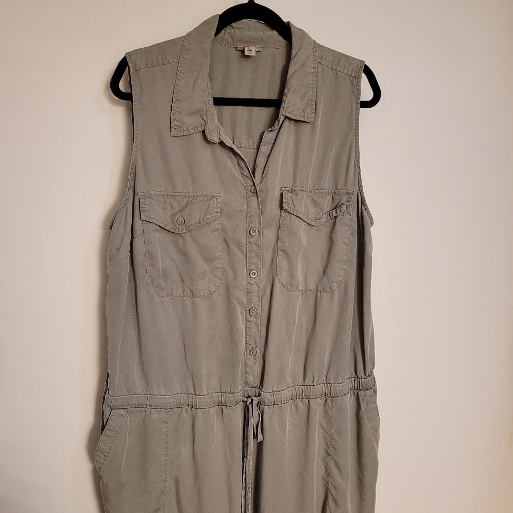 A.N.A. Sleeveless Button Down Belted Shorts Romper Sage Green 1X - Picture 3 of 13